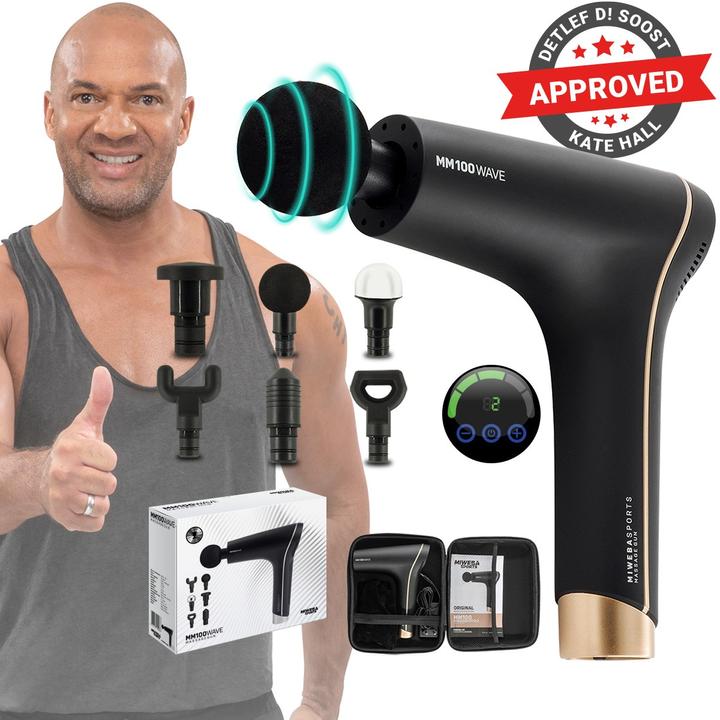 Actual product image Miweba Massage Gun MM100 SPORTS Fascia Muscle Massage Gun 6 Attachments Heads (Black/Gold)