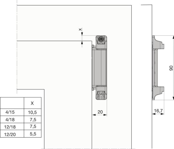 Produktbild Maco Scherenlager DT160, 4/18 und 12/18 mm, 160 kg, silber (227470)