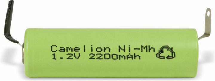 Actual product image Camelion NiMH rechargeable battery Mignon (AA) with 2200mAh and U-soldering tag in plastic casing (1 pcs., AA, 2200 mAh, Rechargeable battery)