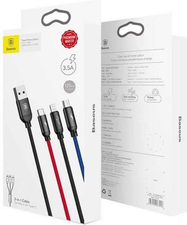Produktbild Baseus Three Primary Colors 3-in-1 (0.30 m, USB 2.0)