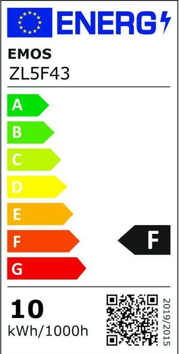 Energy Label Emos LED lamp Basic A60 / E27 / 9.4 W (60 W) / 806 lm / Neutral white (E27, 9.40 W, 806 lm, 1 x, F)