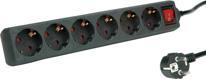 Produktbild Roline 6fach Steckdosenleiste mit Schalter schwarz 6m (6 x, CEE 7/3, 6 m)