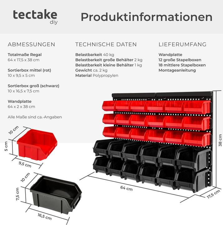 Image du produit tectake Kleinteilemagazin mit 30 Einschüben