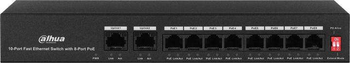 Actual product image Dahua PoE DH-PFS3010-8ET-65 network switch Fast Ethernet (10/100) Power over Ethernet (10 Ports)