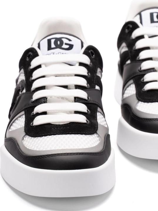 Actual product image Dolce & Gabbana portofino strobel light sneakers in leather and fabric color black and white (43)