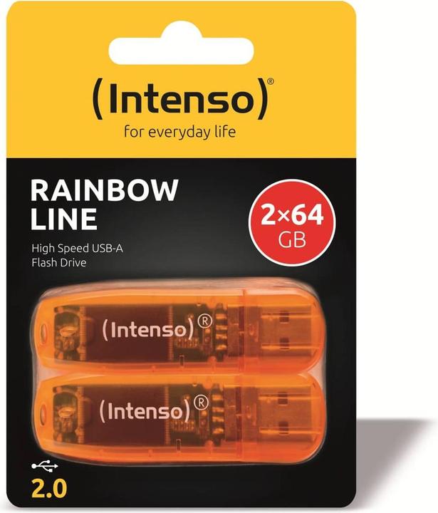 Immagine prodotto Intenso Rainbow 2 x 64GB USB2 Arancione (64 GB, USB-A)