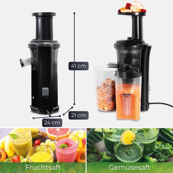 Actual product image KLAMER Slow Juicer Gemüse und Obst, Entsafter mit Rückwärtsgang, elektrische Fruchtpresse