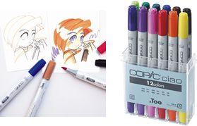 Produktbild Copic Ciao 12er Set (Forest Green, Burnt umber, Lipstick Red, Violet, Cadmium Orange, Blue Violet, Ultra Marine, Shock pink, Schwarz, Yellow, Yellowish Green, Blue Green, 6 mm, 12 x)