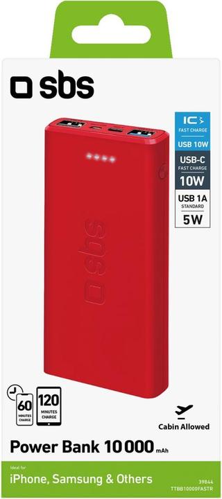 Immagine prodotto SBS carica rapida con 10.000 mAh e 2 USB (10000 mAh, 10 W, 37 Wh)