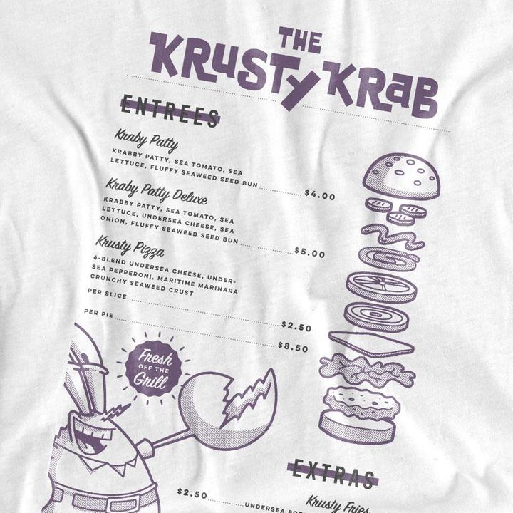 Immagine prodotto Spongebob Squarepants Krusty Krab Menu Maglietta Adulto Unisex (M)