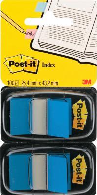 Actual product image Post-it Adhesive marker index 25,4x43,2mm set of 2 blue transparent + dispenser (25 x 43 mm)