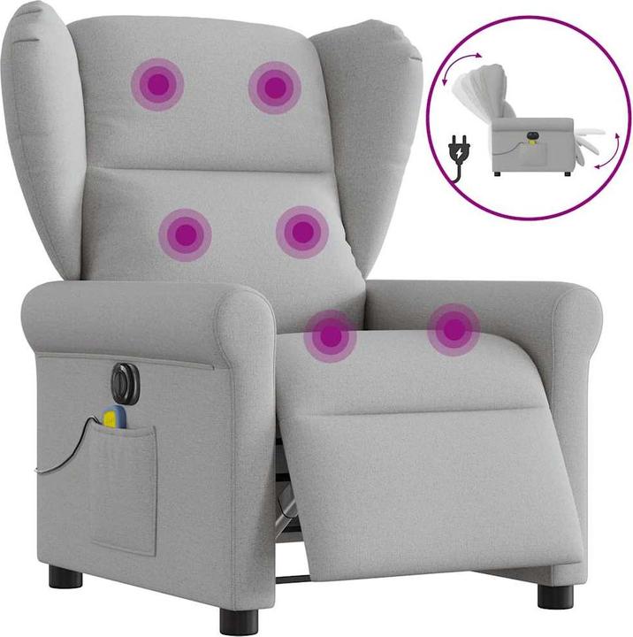 Image du produit VidaXL Fauteuil de massage électrique Tissu gris nuage