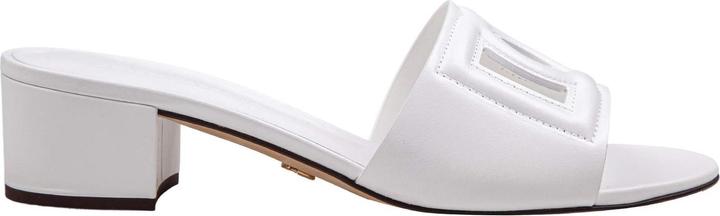 Dolce & Gabbana white leather mule with dg logo