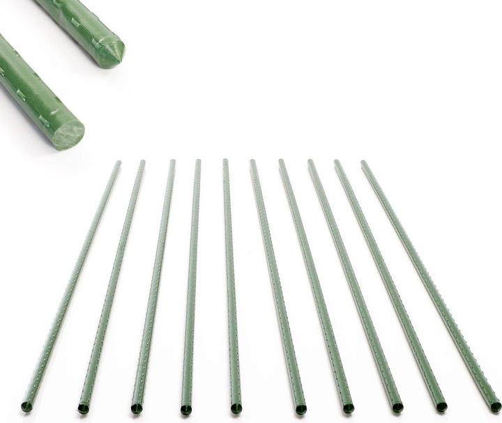 Actual product image Wiltec Toboli 10x plant stakes green 150cm Ø11mm metal plastic tomato stake (150 cm, 1.10 cm)