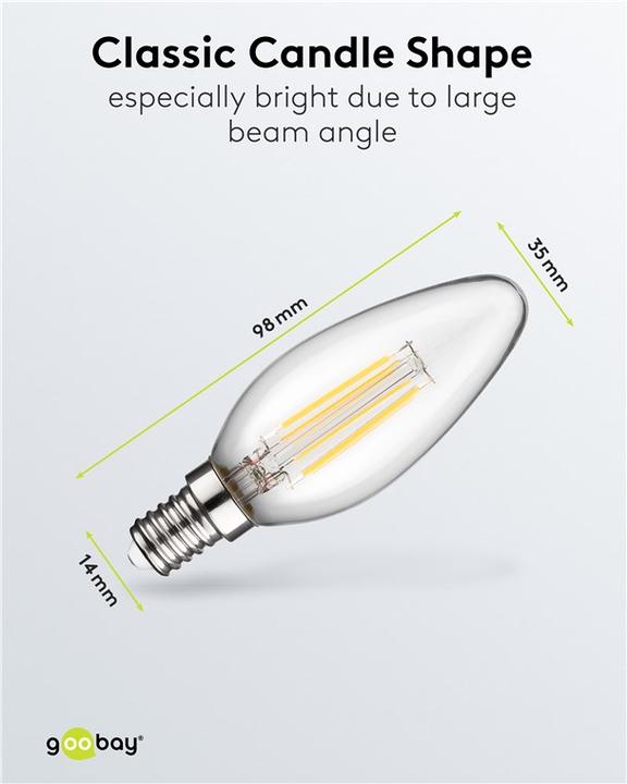 Image du produit Goobay Bougie LED à filaments, 6 W (E14, 6 W, 1055 lm, 1 x, C)