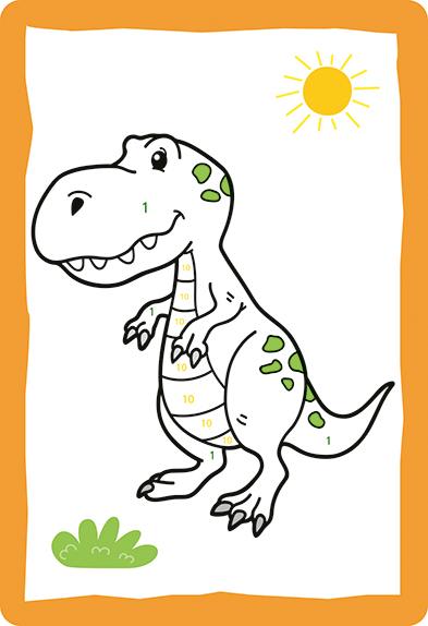 Actual product image 50 colouring by numbers cards - Dinosaurs