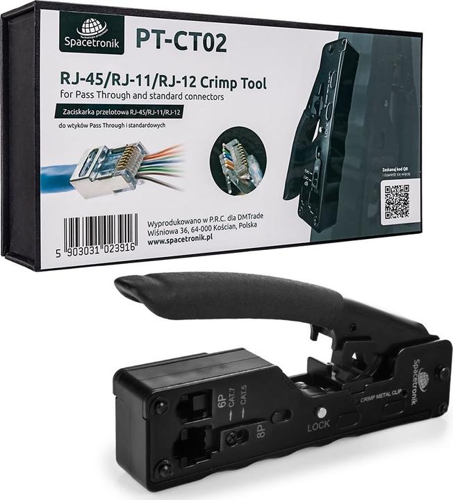 Actual product image Spacetronik Zaciskarka przelotowa RJ45 / RJ12 / RJ11 (PT-CT02)