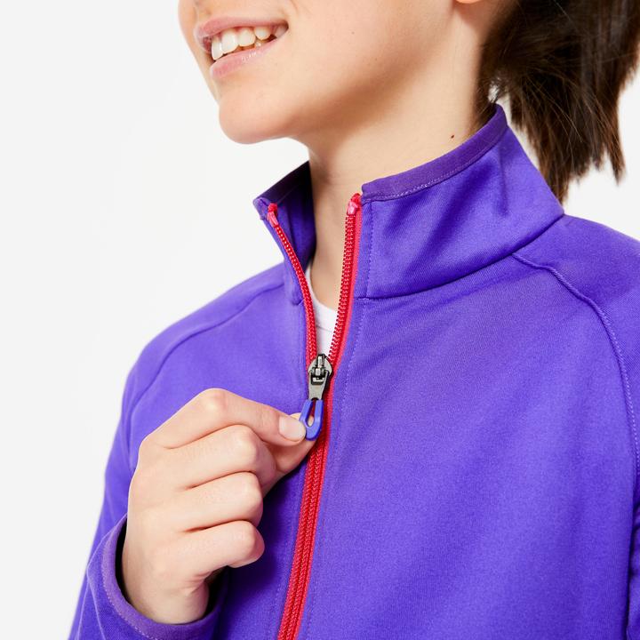 Actual product image Decathlon Girls' training jacket fitted - purple/black (6, 7, 8)