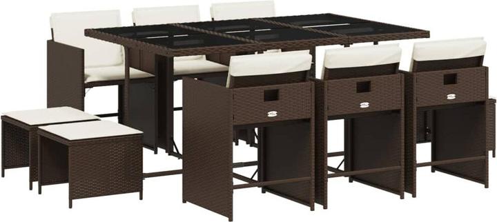 Actual product image VidaXL Garden furniture dining set garden set seating group 11-piece brown poly rattan (165 cm)
