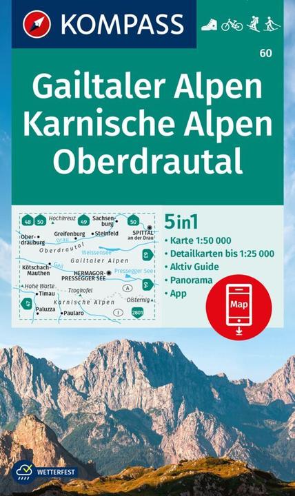 Produktbild Wanderkarte 60 Gailtaler Alpen, Karnische Alpen, Oberdrautal 1:50.000