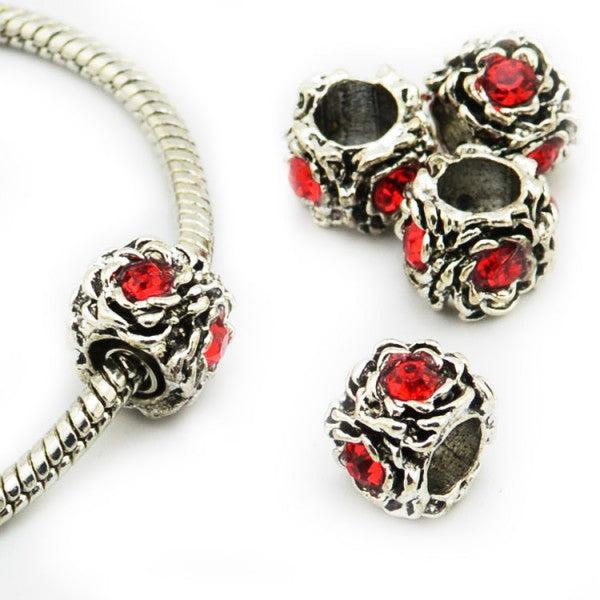 Immagine prodotto Hermex Strass Rose Bead argento placcato 925 - Rosso argenteo (Argento 925)