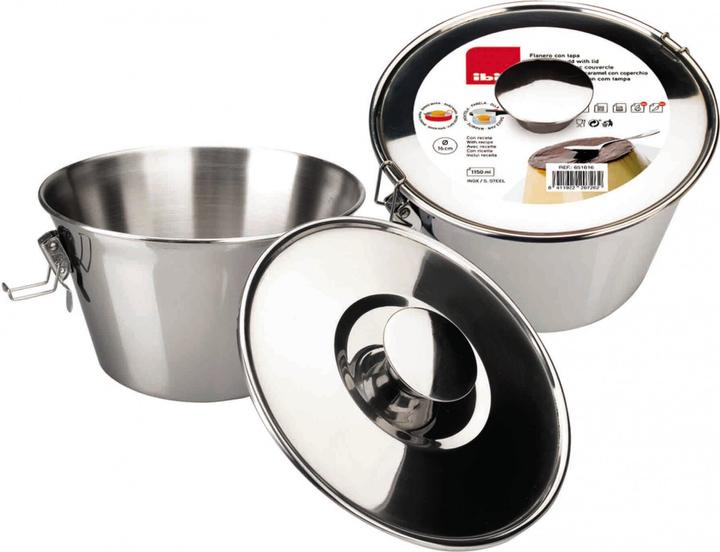 Image du produit Ibili Moule à pudding avec couvercle Acier inoxydable Clasica 16 cm Idéal pour la préparation de flans et