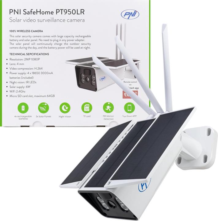 Image du produit PNI SafeHome PT950LR Caméra de vidéosurveillance 1080P 2MP avec panneau solaire 6 W, WLAN, batterie