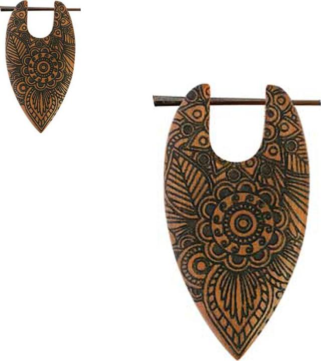 Image du produit Chaotic Trading Boucle d'oreille Surf Prairie fleurie gravée en bois de saba (sans laiton, Organique)