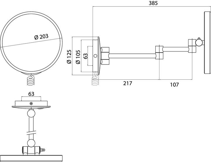 Produktbild Emco LED-Rasier-/Kosm.spiegel PURE LED rund, 2-armig, 3-fach, Touchsensor chrom