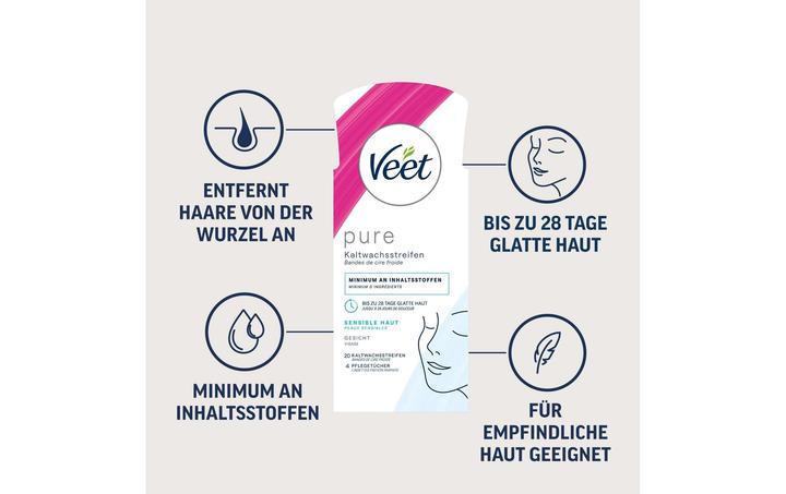 Immagine prodotto Veet La cera fredda spoglia la pelle sensibile del viso (20 x, 29 g)