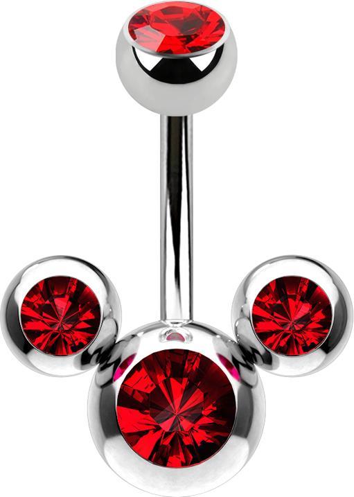 Produktbild Star Piercing Banane silber Micky Maus mit Kristall rot (Chirurgenstahl 316L, ohne Messing)
