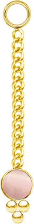 Produktbild Star Piercing Anhänger vergoldet Kette mit Anhänger pinker Katzenauge Stein drei Kugeln (ohne Messing, Chirurgenstahl 316L, Mineralisch)