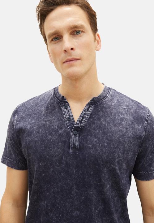 Produktbild Tom Tailor T-Shirt Kurzarmshirt mit Henley-Ausschnitt und ausgewaschener Optik (L)