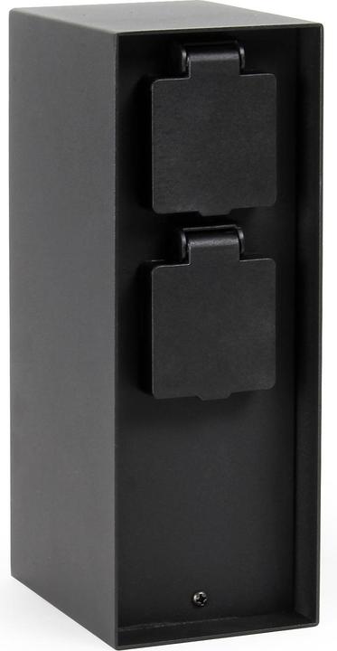 Actual product image Wiltec Garden Socket Twofold from Stainless Steel with Timer, Outdoor Socket IP44 with Timer Clock