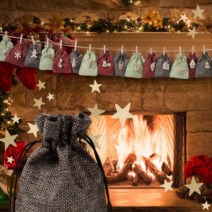 Image du produit Hermex Do-It-Yourself Calendrier de l'Avent Calendrier de Noël à remplir Sac en toile de jute