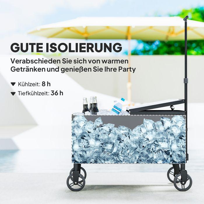 Immagine prodotto Swisshandel24 76L Kühlwagen Servierwagen mit Rädern Flaschenöffner Deckel Griffe Kühlbox (76 l)