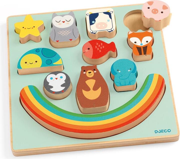 Actual product image Djeco Wooden puzzle - Balancing game - Rainbow (11 pieces)