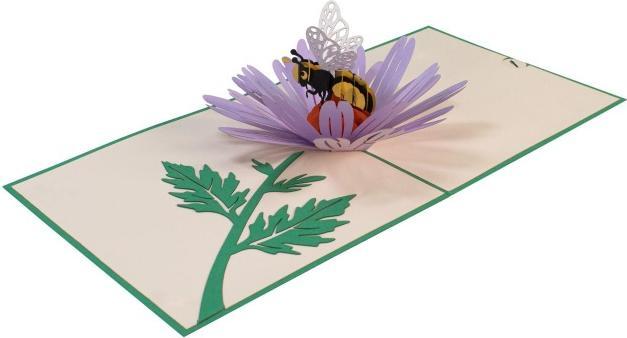 Actual product image Hervorragend Greeting Card Bee on Flower - 3D Pop-up (1 pcs.)