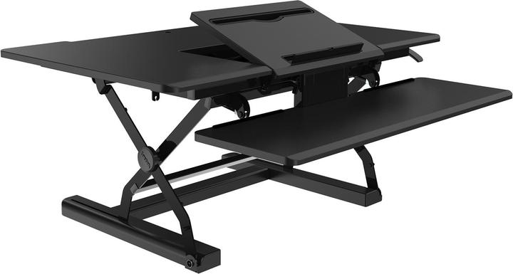 Actual product image V7 Workstation desk stand with sit/stand function, 91.40cm (36"). Product Color: Black, Minimum Image