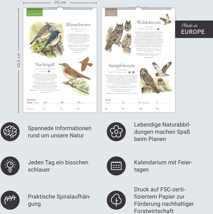 Immagine prodotto Harenberg KOSMOS Was fliegt denn da? Wochenplaner 2026 - Der Kalender zum KOSMOS-Naturführe (Tedesco)