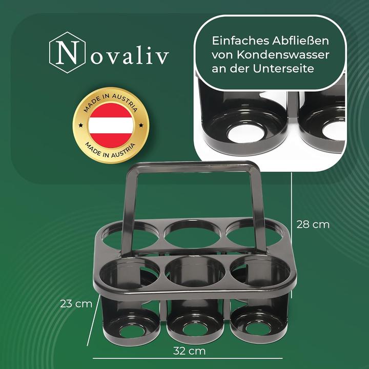 Actual product image Novaliv 4X Flaschenträger für 24 Flaschen - Stabiler Halt - Getränkekorb Kunststoff, Stapelbar, 32x2