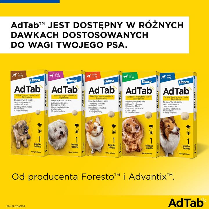 Produktbild Elanco AdTab Floh- und Zeckentabletten für Hund (>5 5-11 kg) - 1x 225mg (1 Stk., 0.23 g)