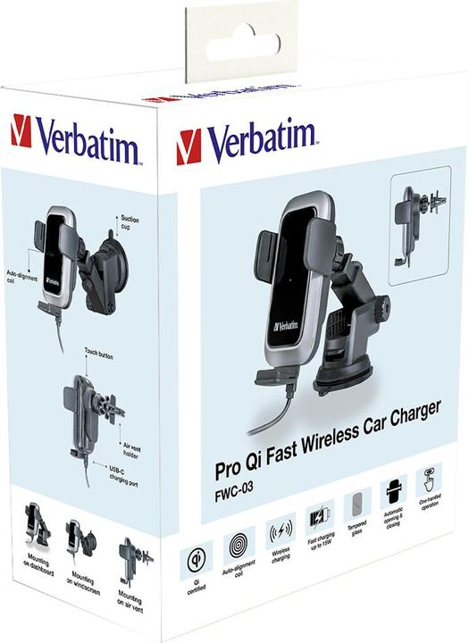 Produktbild Verbatim Fast Qi Fast Wireless Car Charger USB-C 15W FWC-03 Pro