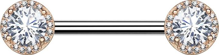 Produktbild Star Piercing Barbell rosegold Kristall gefasst mit Kristallen (Chirurgenstahl 316L, Messing)