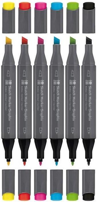 Produktbild Marabu Permanent-Marker Sketch Graphix Heat, 6 Stück (Mehrfarbig, 1.70 mm, 6 x)