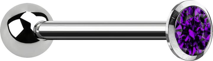 Produktbild Star Piercing Barbell Innengewinde silber mit Kugel und Kristall violett (Titan G23, ohne Messing)