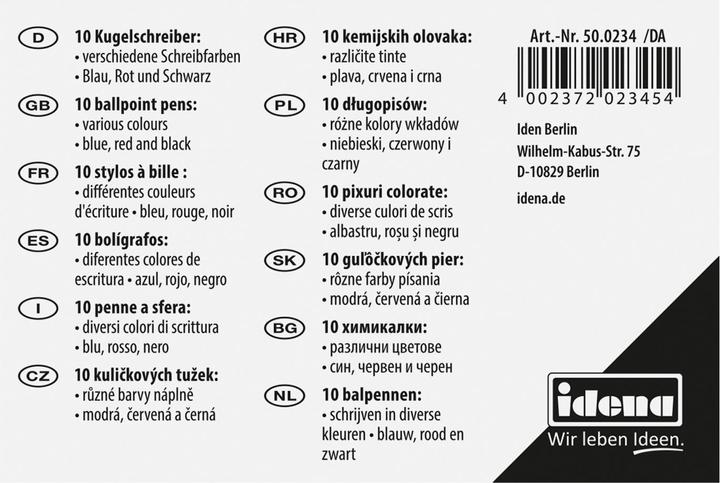 Actual product image Idena 500234 - Ballpoint pen, 10 pieces, assorted writing colours (Multicoloured, 10 x)