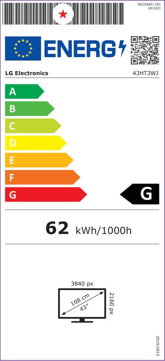 Energy Label LG One:Quick Flex 43HT3WN (3840 x 2160 Pixels, 43")