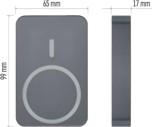 Actual product image Emos Powerbank WI 1046, 10 000 mAh, 20 W+Wireless, grey (10000 mAh, 20 W, 38.50 Wh)