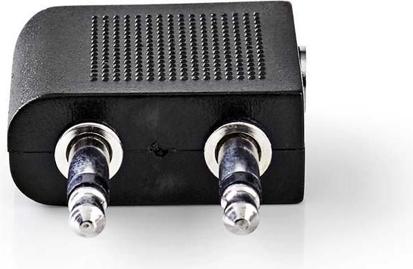 Nedis CAGB22970BK Audio-Adapter für Flugzeug, 2 x 3,5-mm-Stecker, 3,5-mm-Buchse, Schwarz